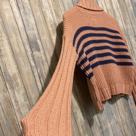 SO Pink & Blue Striped Turtleneck Long Sleeve Cropped Sweater | XS NWT - Picture 8 of 9